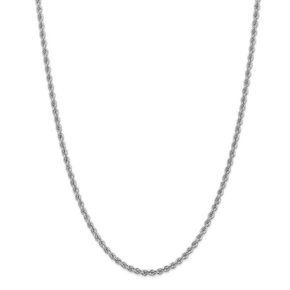 3mm, 14k White Gold, Handmade Solid Rope Chain Necklace, 30 Inch - Picture 3 of 8